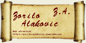 Zorilo Alaković vizit kartica